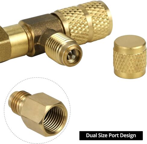 QWORK HVAC Valve Core Remover/Installer Tool - Dual Size SAE 1/4" & 5/16" Ports, Compatible with R22, R410a, R134, R32 Air Conditioning Systems in Saudi Arabia