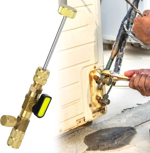 QWORK HVAC Valve Core Remover/Installer Tool - Dual Size SAE 1/4" & 5/16" Ports, Compatible with R22, R410a, R134, R32 Air Conditioning Systems in Saudi Arabia