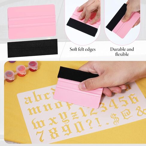 2 Pcs Vinyl Squeegee Tool, Felt Squeegee Vinyls Scraper Tool, 4 Inch Vinyl Wrap Tools, Smoothing Suede Felt Edge Squeegees for Wallpaper, Car, DIY Crafting in Kuwait