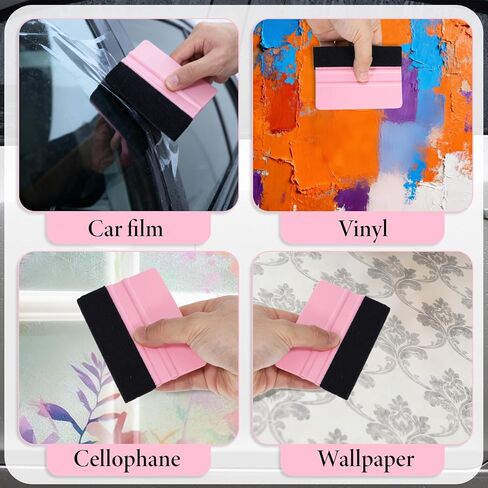 2 Pcs Vinyl Squeegee Tool, Felt Squeegee Vinyls Scraper Tool, 4 Inch Vinyl Wrap Tools, Smoothing Suede Felt Edge Squeegees for Wallpaper, Car, DIY Crafting in Kuwait