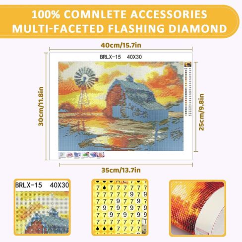 Skyboda Farmhouse Barn Diamond Art Kits for Adults, DIY 5D Rustic Windmill BarnDiamond Painting Kit for Adults Beginners, Full Drill Diamond Gem Art Painting Kits Crafts for Wall Art Decor 12x16inch in Saudi Arabia