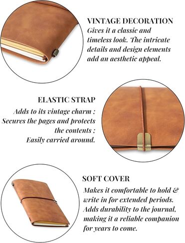 مجلة هدايا المصور من InnoBeta للنساء والرجال، هدايا التصوير الفوتوغرافي للمصورين، دفتر ملاحظات قابل لإعادة الملء منقوش بالجلد الصناعي، 7 × 5 بوصة - كاميرا - مع قلم in Kuwait