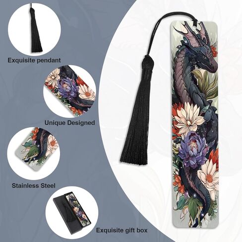Cool Dragon Bookmarks Gifts - Funny Stainless Steel Metal Bookmark Unique Book Marks for Men Boy Women Friends Book Reading Lovers Fathers Day Birthday Graduation Gift in Saudi Arabia