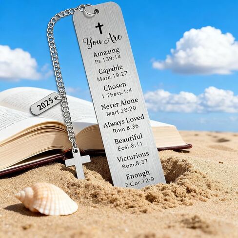 Bible Verse Bookmark with Cross Charm - Christian Gifts for Women Men - Inspirational Religious Gift for Baptism, First Communion, Graduation - Every Day God Thinks of You in Saudi Arabia