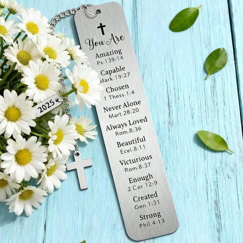 Bible Verse Bookmark with Cross Charm - Christian Gifts for Women Men - Inspirational Religious Gift for Baptism, First Communion, Graduation - Every Day God Thinks of You in Saudi Arabia
