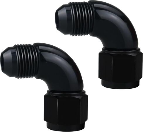 8AN Female to AN8 Male Flare 90 Degree Swivel Fitting Adapter Aluminium Black, Pack of 2 in Saudi Arabia