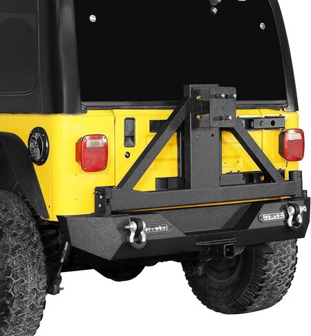 Hooke Road Wrangler Rear Bumper w/Tire Carrier & 2" Hitch Receiver Off-Road Back Bumper for Jeep Wrangler TJ/YJ 1987-2006 (Solid Steel) in Saudi Arabia