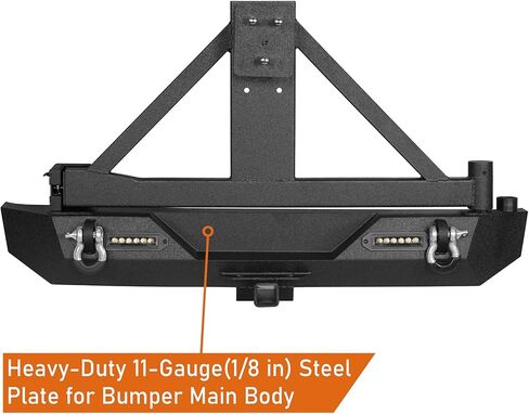 Hooke Road Wrangler Rear Bumper w/Tire Carrier & 2" Hitch Receiver Off-Road Back Bumper for Jeep Wrangler TJ/YJ 1987-2006 (Solid Steel) in Saudi Arabia