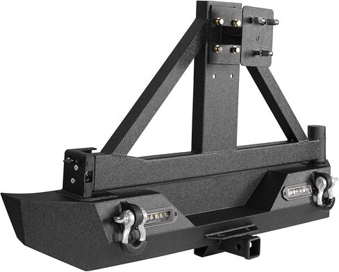 Hooke Road Wrangler Rear Bumper w/Tire Carrier & 2" Hitch Receiver Off-Road Back Bumper for Jeep Wrangler TJ/YJ 1987-2006 (Solid Steel) in Saudi Arabia