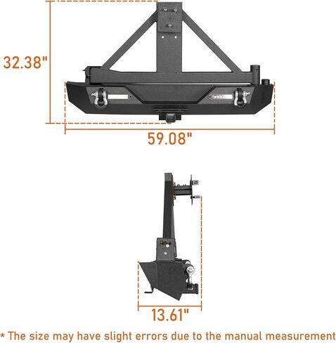 Hooke Road Wrangler Rear Bumper w/Tire Carrier & 2" Hitch Receiver Off-Road Back Bumper for Jeep Wrangler TJ/YJ 1987-2006 (Solid Steel) in Saudi Arabia