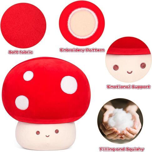 قطيفة على شكل فطر مقاس 14 بوصة مع 3 أطفال، لعبة قطيفة محشوة بالفطر رائعة، هدايا وسادة ناعمة غامضة للأطفال البالغين، ديكور قطيفة كاواي in Kuwait