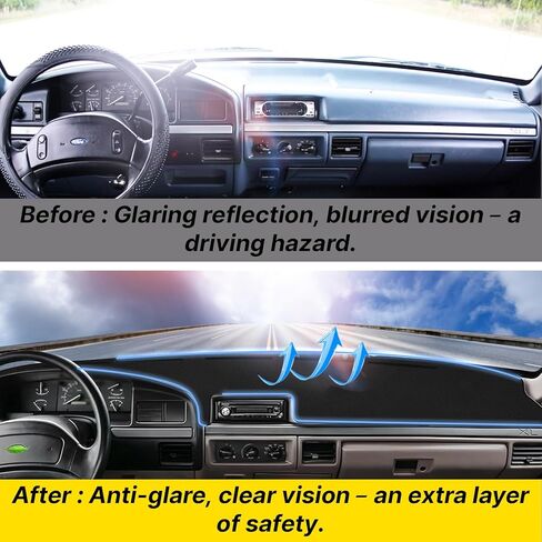 Dash Cover Mat for Ford 1992 1993 1994 1995 1996 F150 F250 F350 with Dust Brush Non-Slip Dashboard Cover Mat Center Console Sunshield Protector Pad Interior Accessories in Saudi Arabia