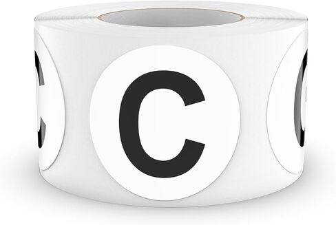 Letter C Round Stickers 1.5 Inch Vinyl Circle Capital Alphabet Initial Labels Self-Adhesive Removable Waterproof Dots Tags for Home Office Inventory 500 PCS in Kuwait