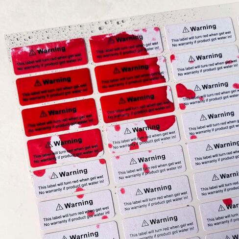 170pcs1.2x0.4 inch Water Sensitive Sticker Turn Red When Got Wet Device Potential Damage Indicator Warranty Void Instruction Liquid Sensor Label in Saudi Arabia