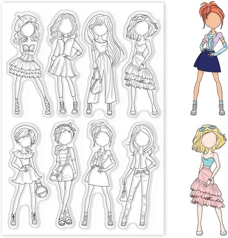 Fashion Woman Pattern Clear PVC Plastic Stamp 16x11x0.3cm Skirt Transparent Silicone Stamp Seal for Card Journal Diary Making Decoration and DIY Scrapbooking in Saudi Arabia