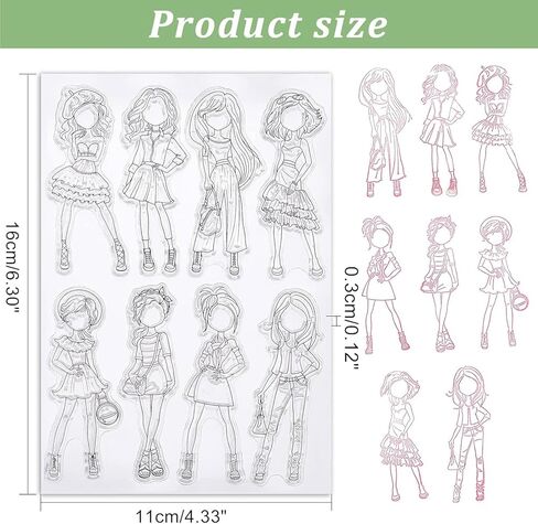 Fashion Woman Pattern Clear PVC Plastic Stamp 16x11x0.3cm Skirt Transparent Silicone Stamp Seal for Card Journal Diary Making Decoration and DIY Scrapbooking in Saudi Arabia