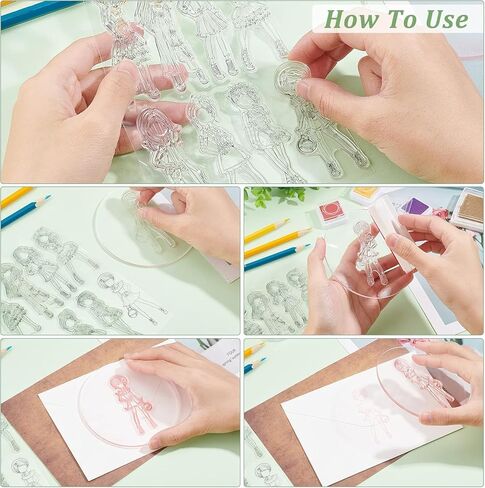 Fashion Woman Pattern Clear PVC Plastic Stamp 16x11x0.3cm Skirt Transparent Silicone Stamp Seal for Card Journal Diary Making Decoration and DIY Scrapbooking in Saudi Arabia