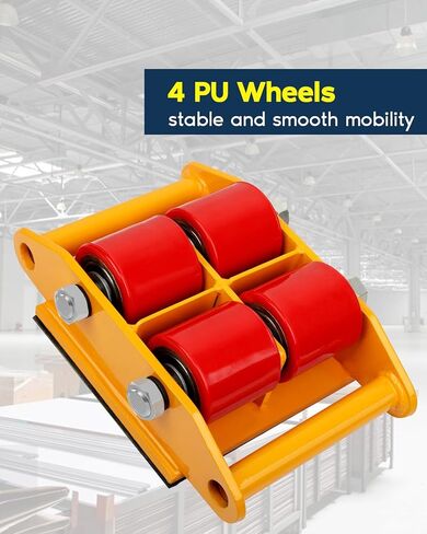 FAHKNS Machine Skates 13200 LBS, 360° Rotation Disc Machinery Moving Skate with 4 PU Rollers, Heavy Duty Industrial Machinery Mover Skate for Warehouse, Workshop Moving Equipment, Red in Saudi Arabia