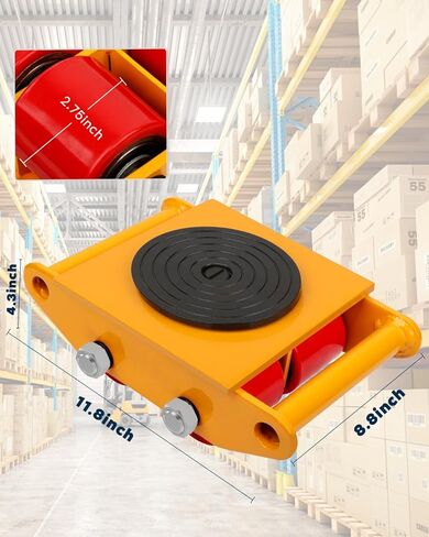FAHKNS Machine Skates 13200 LBS, 360° Rotation Disc Machinery Moving Skate with 4 PU Rollers, Heavy Duty Industrial Machinery Mover Skate for Warehouse, Workshop Moving Equipment, Red in Saudi Arabia