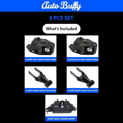 مجموعة 5 قطع من حامل محرك المحرك، تناسب 2006 - 2011 Chevy Impala / Monte Carlo 3.5L / 3.9L - بديل مثالي لـ 3090 A5372، 2906 A2906، 3104 A5263 - تعزيز الاستقرار والأداء in Kuwait