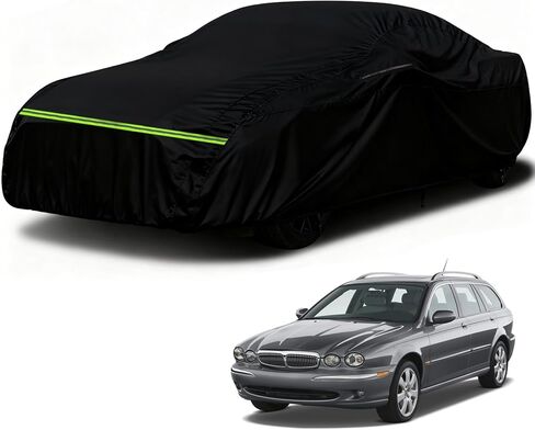 غطاء سيارة مقاوم للماء متوافق مع ملحقات جاكوار XK/XKR موديل 2006-2015، أغطية سيارات كلاسيكية لجميع الأحوال الجوية مع باب داخلي من القطن والسحاب للحماية من المطر الثلجي in Kuwait
