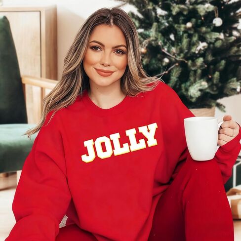 KIDDAD عيد الميلاد بلوزات للنساء بريق التصحيح عيد ميلاد سعيد إلكتروني طباعة سترة مطرزة مخطط البلوز القمم in Kuwait