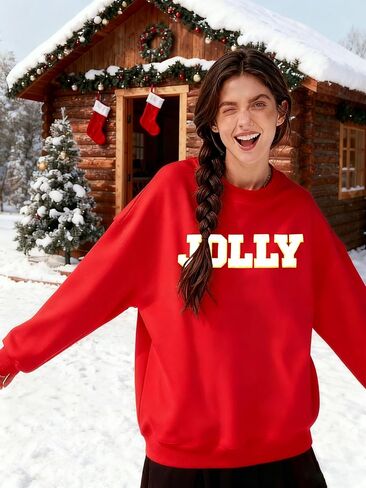 KIDDAD عيد الميلاد بلوزات للنساء بريق التصحيح عيد ميلاد سعيد إلكتروني طباعة سترة مطرزة مخطط البلوز القمم in Kuwait