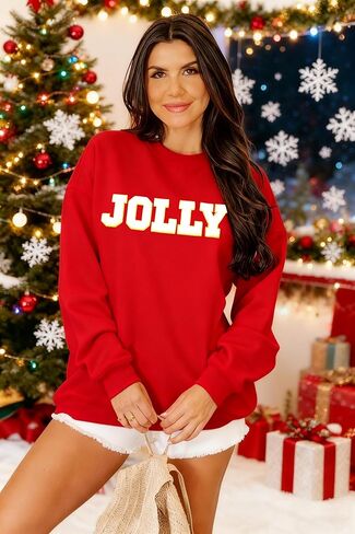 KIDDAD عيد الميلاد بلوزات للنساء بريق التصحيح عيد ميلاد سعيد إلكتروني طباعة سترة مطرزة مخطط البلوز القمم in Kuwait