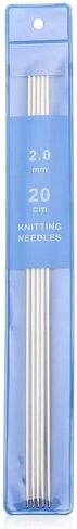 5Pcs Double Pointed Stainless Steel Knitting Needles Set, Long Knitting Needles Sweater Crochet DIY Accessories Knitting and Crochet (Silver, 2mm) in Kuwait
