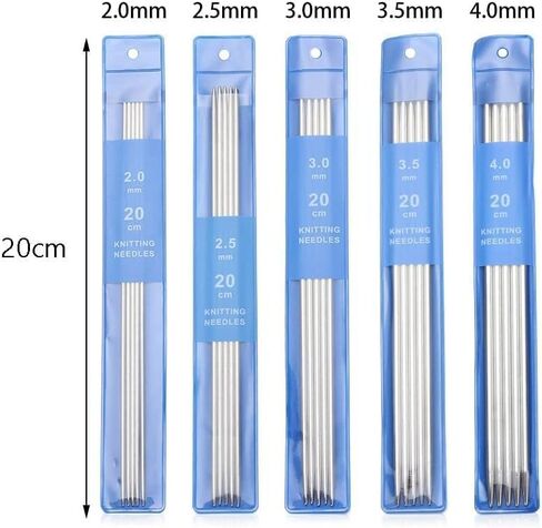 5Pcs Double Pointed Stainless Steel Knitting Needles Set, Long Knitting Needles Sweater Crochet DIY Accessories Knitting and Crochet (Silver, 2mm) in Kuwait