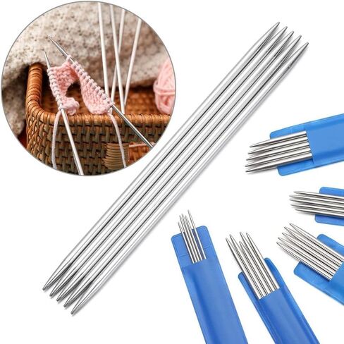 5Pcs Double Pointed Stainless Steel Knitting Needles Set, Long Knitting Needles Sweater Crochet DIY Accessories Knitting and Crochet (Silver, 2mm) in Kuwait
