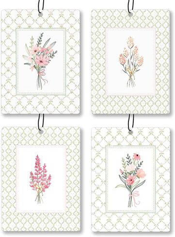 Rustic Blue Floral Car Air Freshener 4 Pcs, Preppy Blue Striped Flower Hanging Scents Air Freshener for Women Girls Gifts, Cottagecore Scented Car Accessories Decor for Room Closet Drawer in Saudi Arabia