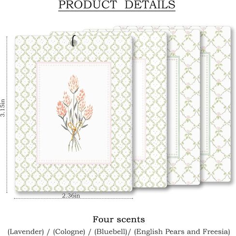 Rustic Blue Floral Car Air Freshener 4 Pcs, Preppy Blue Striped Flower Hanging Scents Air Freshener for Women Girls Gifts, Cottagecore Scented Car Accessories Decor for Room Closet Drawer in Saudi Arabia