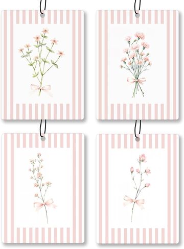 Rustic Blue Floral Car Air Freshener 4 Pcs, Preppy Blue Striped Flower Hanging Scents Air Freshener for Women Girls Gifts, Cottagecore Scented Car Accessories Decor for Room Closet Drawer in Saudi Arabia