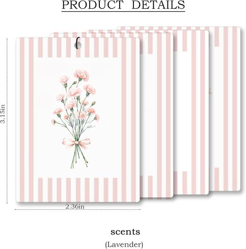 Rustic Blue Floral Car Air Freshener 4 Pcs, Preppy Blue Striped Flower Hanging Scents Air Freshener for Women Girls Gifts, Cottagecore Scented Car Accessories Decor for Room Closet Drawer in Saudi Arabia