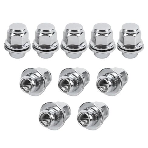 Hovom 10PCS M12x1.5 Lug Nuts, 37mm Chrome Car Wheel Nuts with Washer, Hex Tire Nut Replaces 611-211, Compatible with Camry Corolla RAV4 Tacoma Highlander RX350 ES350 RX450h IS300 (Wheel Nut, 10 PCS) in Saudi Arabia