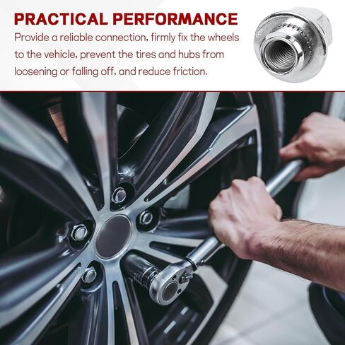 Hovom 10PCS M12x1.5 Lug Nuts, 37mm Chrome Car Wheel Nuts with Washer, Hex Tire Nut Replaces 611-211, Compatible with Camry Corolla RAV4 Tacoma Highlander RX350 ES350 RX450h IS300 (Wheel Nut, 10 PCS) in Saudi Arabia