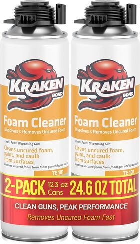 منظف ​​مسدس رذاذ كراكن بوند - (1 × 12.3 أونصة) رذاذ منظف عازل من رغوة البولي يوريثين، يذيب الرغوة المتوسعة غير المعالجة، رذاذ منظف رغوي لمتانة ممتدة للأداة - عبوة واحدة in Kuwait