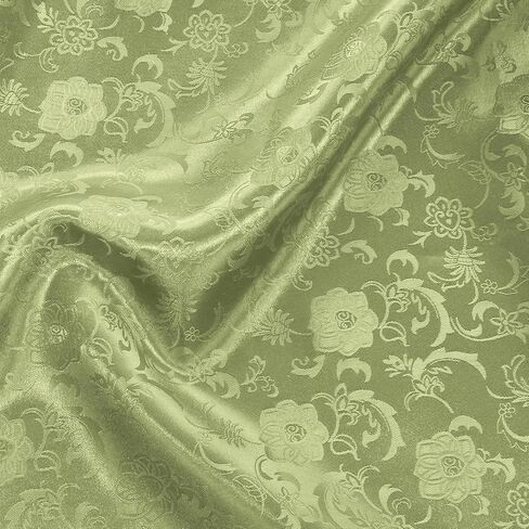 KKJIAF Sage Green Satin Jacquard Fabric 2 Yard, 60 Inch Wide Shiny Sunflower Pattern Silky Brocade Cloth Fabric for Tablecloth, Table Runner, Napkins, Dress, Bedding Sheet, DIY Crafts in Saudi Arabia
