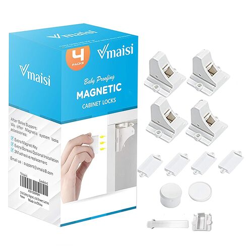 Vmaisi Adhesive Magnetic Cabinet Locks for Babies (8 Locks and 2 Keys) in Kuwait