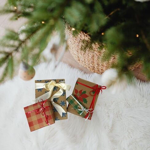 N. F. String & Son, Inc. Rustic Christmas Wrapping Paper & Gift Wrap, 4-Roll Set 40" x 9' Each, 120 sq.ft, 40lb Kraft, Recyclable (Holiday Variety Pack) in Saudi Arabia
