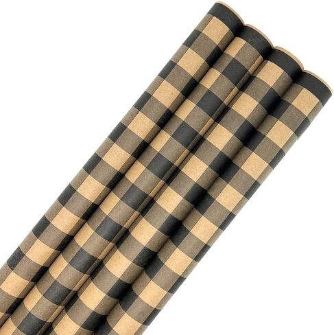 N. F. String & Son, Inc. Rustic Christmas Wrapping Paper & Gift Wrap, 4-Roll Set 40" x 9' Each, 120 sq.ft, 40lb Kraft, Recyclable (Holiday Variety Pack) in Saudi Arabia