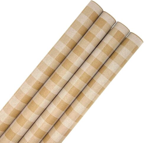 N. F. String & Son, Inc. Rustic Christmas Wrapping Paper & Gift Wrap, 4-Roll Set 40" x 9' Each, 120 sq.ft, 40lb Kraft, Recyclable (Holiday Variety Pack) in Saudi Arabia