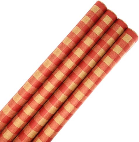 N. F. String & Son, Inc. Rustic Christmas Wrapping Paper & Gift Wrap, 4-Roll Set 40" x 9' Each, 120 sq.ft, 40lb Kraft, Recyclable (Holiday Variety Pack) in Saudi Arabia