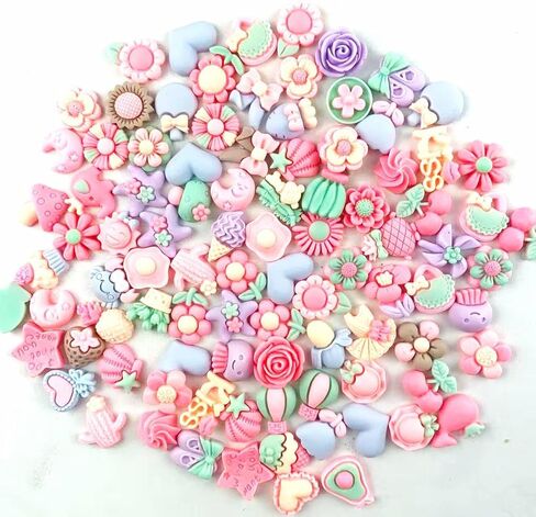 100PC Mix Flatback Resin Flowers Embellishments for DIY Crafts, Scrapbooking, Hair Clips, Hair Bows, Phone Case Decoration 13~23mm in Saudi Arabia