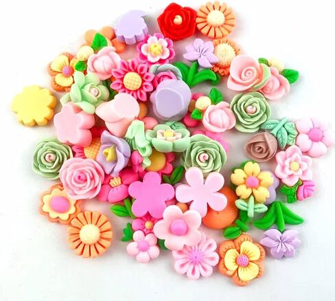 100PC Mix Flatback Resin Flowers Embellishments for DIY Crafts, Scrapbooking, Hair Clips, Hair Bows, Phone Case Decoration 13~23mm in Saudi Arabia