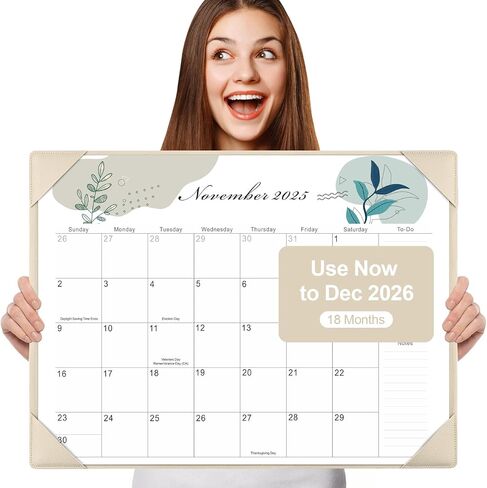 تقويم مكتب كبير من Gannyfer 2024-2025 مع حصيرة سطح المكتب، تقويم مبسط لسطح المكتب مقاس 22 بوصة × 17 بوصة، تقويم طاولة لمدة 18 شهرًا من يوليو 2024 إلى ديسمبر 2025، لوازم مكتبية مثالية للمدرسة المنزلية والمكتب - أزرق in Saudi Arabia