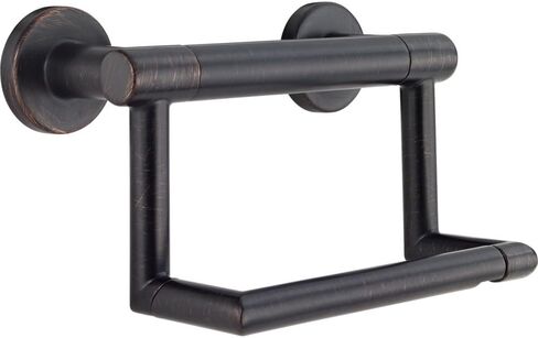Delta Contemporary (1-Pack) Toilet Paper Holder w/ Assist Bar ADA Compliant Matte Black 300 lb Capacity Grab Bar for Seniors Bathroom Safety Handle, Balance Assist, Grip Bar for Toilet Area 41550-BL in Saudi Arabia