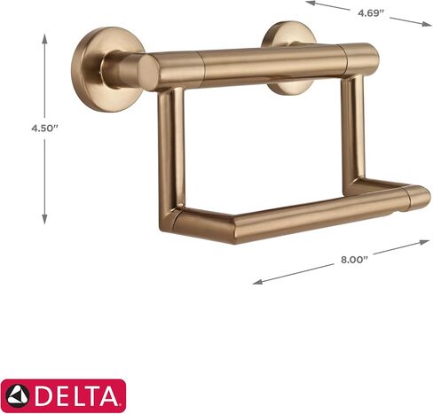 Delta Contemporary (1-Pack) Toilet Paper Holder w/ Assist Bar ADA Compliant Matte Black 300 lb Capacity Grab Bar for Seniors Bathroom Safety Handle, Balance Assist, Grip Bar for Toilet Area 41550-BL in Saudi Arabia