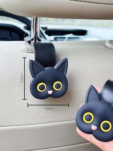 2-Pack Car Seat Headrest Hooks, Cute Car Hook Hanger, Vehicle Car Hooks, Car Storage Organizer for Purses, Handbag, Coats, Umbrellas Holder, Black in Saudi Arabia